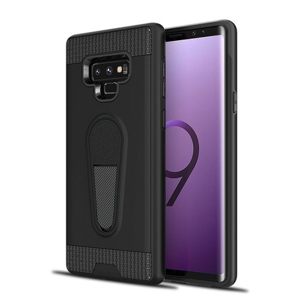 Wholesale Galaxy Note 9 Metallic Plate Stand Case Work with Magnetic Mount Holder (Black)